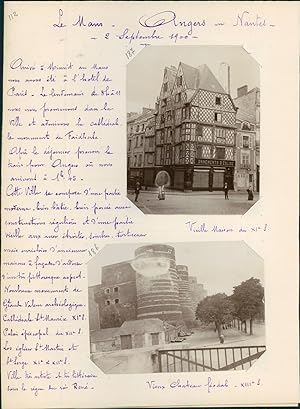 France, Angers, le château et une vieille maison typique