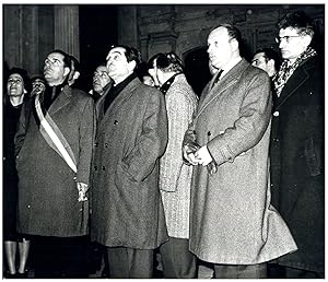 France, Manifestation de mai 1958. Pierre Mendès France et Mitterrand