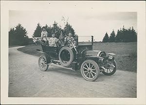 France, Le Plessis, Voiture à moteur, 1913, Vintage silver print