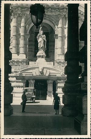 Italie, Rome, Statue du palais de justice, ca.1952, Vintage silver print