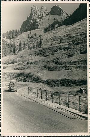 France, Route près de Le Gasset, Août 1949, Vintage silver print