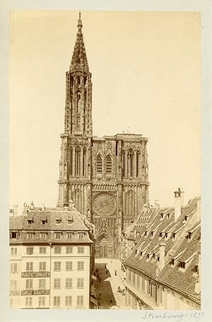 France, Strasbourg, Vue de la Cathédrale, 1897, Vintage albumen print