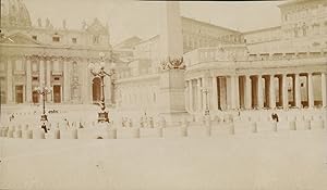 Italie, Rome, Basilique Saint-Pierre, la place, colonnade et Vatican, 1911, Vintage citrate print