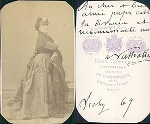 Paul Coutem, Vichy, Melle Nathalie, actrice de la Comédie Française, dédicade au dos, 1869
