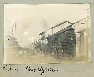 Indochine, Saigon, Une rizerie à Cholon, 1910, Vintage silver print