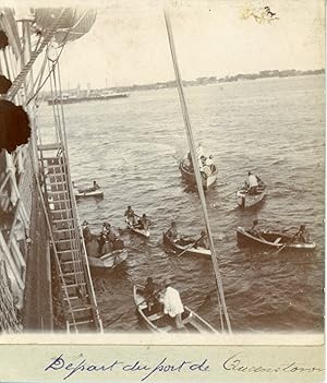 Barbados, Départ du port de Queenstown, ca.1899, Vintage citrate print