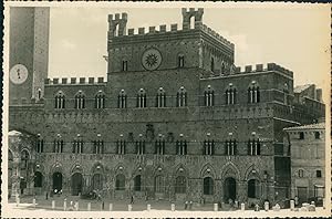 Italie, Sienne, Hôtel de Ville, Palazzo Pubblico, ca.1952, Vintage silver print