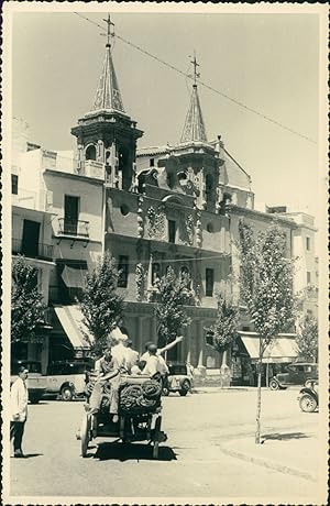 Espagne, Séville, Façade d'une église, ca.1950, Vintage silver print