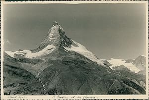 Suisse, Vue du Mont Cervin, Matterhorn, et ses glaciers, 1949, Vintage silver print