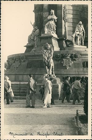 Espagne, Barcelone, Monument de Christophe Colomb, ca.1952, Vintage silver print