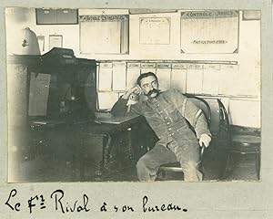 Indochine, M. Rival à son bureau, 1910, Vintage silver print