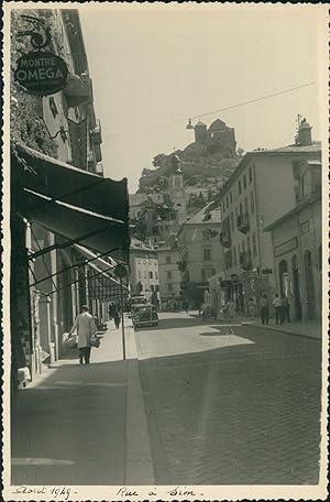 Suisse, Sion, Rue marchande, 1949, Vintage silver print