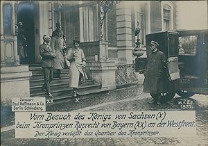 Première Guerre Mondiale 1914/18, Sortie du roi de Saxe lors de sa visite au prince héritier Rupp...