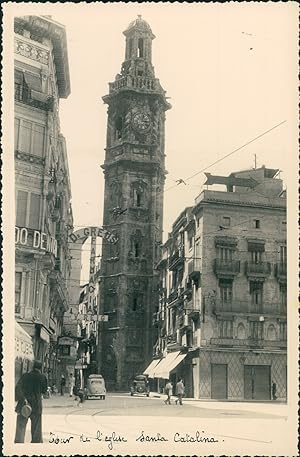 Espagne, Valencia, Tour de l'église de Sainte Catalina, ca.1952, Vintage silver print