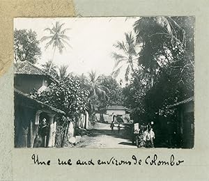 Ceylon, Colombo, Une rue aux environs de Colombo, ca.1910, Vintage silver print