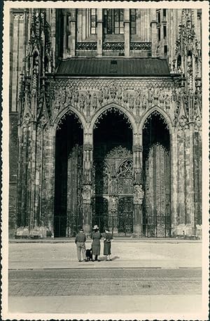 Allemagne, Ulm, Portail de l'Église principale d'Ulm, 1952, Vintage silver print
