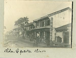 Indochine, Saigon, Cholon, Maisons du quartier chinois, 1910, Vintage silver print