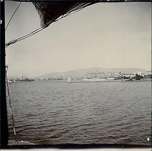 Grèce, Vue d'un port, ca.1905, Vintage citrate print
