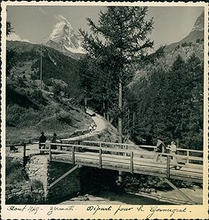 Suisse, Zermatt, Pont et le Gornergrat, 1949, Vintage silver print