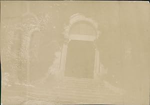 France, Sainte-Baume, Entrée de la Grotte, 1900, Vintage citrate print