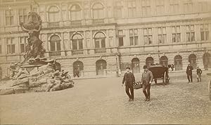 Belgique, Anvers, Statue devant l'Hôtel de Ville, 1908, Vintage citrate print