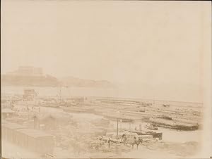 France, Marseille, vue du Palais du Pharo et des quais, 1898, Vintage citrate print
