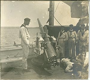 France, Militaires marins à bord du Bougainville, 1911, Vintage silver print