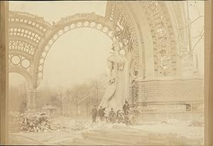France, Paris, Exposition Universelle de 1900, démolition de la Porte Monumentale, Vintage citrat...