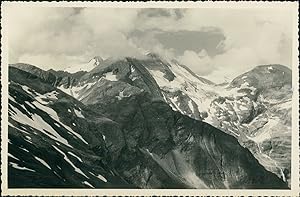 Autriche, Route du Grossglockner, vue des montagnes et glacier, 1949, Vintage silver print