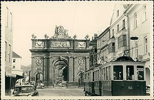 Autriche, Innsbruck, Arc de triomphe, Triumphpforte, 1949, Vintage silver print