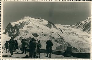 Suisse, Vue des sommets et poste d'observation, 1949, Vintage silver print