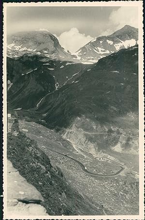 Autriche, Route et le Grossglockner, 1949, Vintage silver print