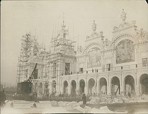France, Paris, Exposition Universelle de 1900, Construction de Pavillon, Vintage citrate print
