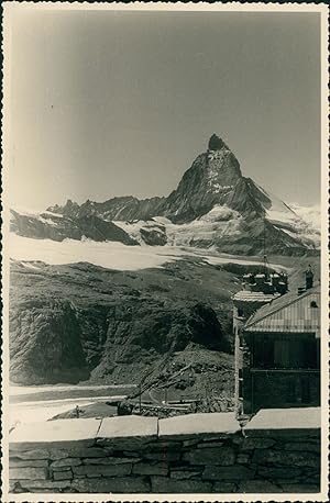 Suisse, Vue du Mont Cervin, Matterhorn, 1949, Vintage silver print