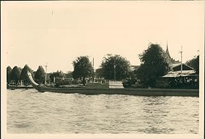 Indochine, Barge sur le fleuve, ca.1940, Vintage silver print