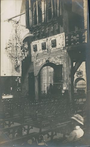 France, Pyrénées, Saint-Savin, Église et orgue, 1911, Vintage silver print