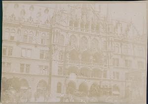 Allemagne, Munich, Hôtel de Ville, 1900, Vintage citrate print