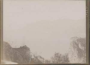 Italie, Rochers sur la route Amalfie, 1898, Vintage citrate print