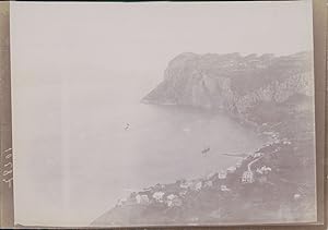 Italie, Capri, la baie et les falaises, 1898, Vintage citrate print