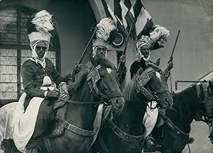 Cavalerie algérienne lors de la visite du Président Auriol en Algérie, 1949, Vintage silver print