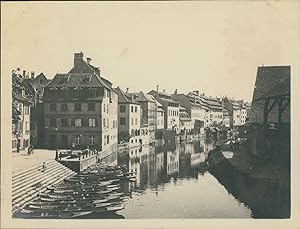 France, Strasbourg, La Petite france, 1910, Vintage silver print