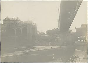 France, Brest, Quai et pont flottant Gueydon, 1912, Vintage silver print