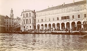 Italie, Venise, Le marché sur le Grand Canal, 1911, Vintage citrate print
