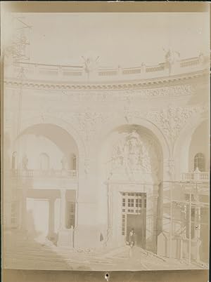 France, Paris, Exposition Universelle de 1900, Construction pavillon, Vintage citrate print