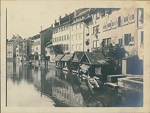 France, Strasbourg, vieux quartier, 1910, Vintage silver print