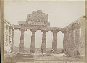 Italie, Paestum, Temple, 1898, Vintage citrate print