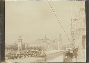 France, Paris, Exposition Universelle de 1900, Grand Palais et Pont Alexandre III, Vintage citrat...