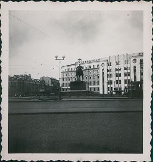 Russia Place avec monument, ca.1930, Vintage silver print
