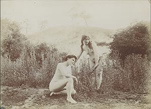 Femmes nues dans un champ, ca.1900, Vintage citrate print