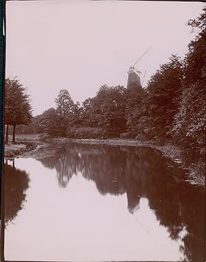 Pays Bas, Amsterdam, moulin près d une rivière, ca.1900, Vintage citrate print
